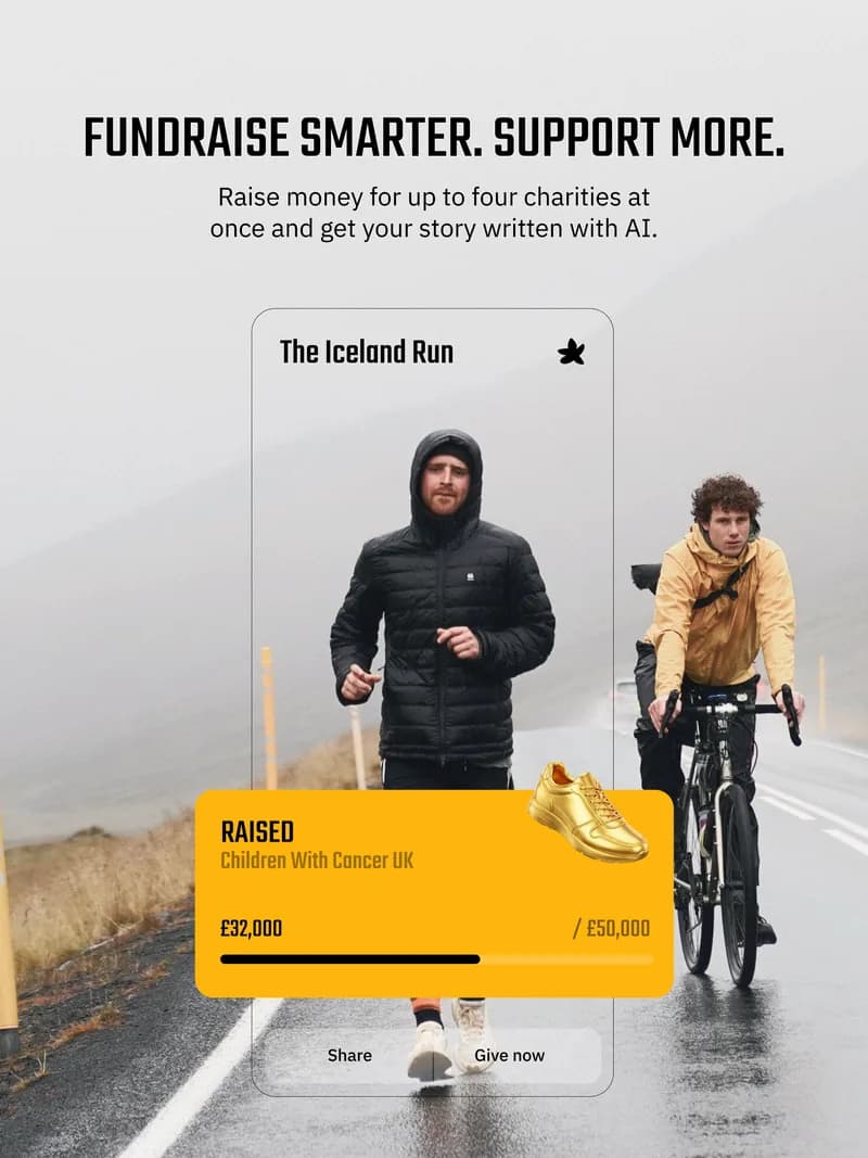 Fundraise smarter, support more: raise money for up to four charities at once and get your story written with AI