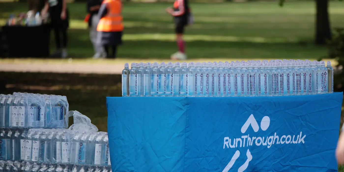 Volunteers at a RunThrough water station