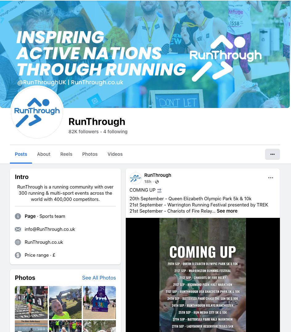 RunThrough social media