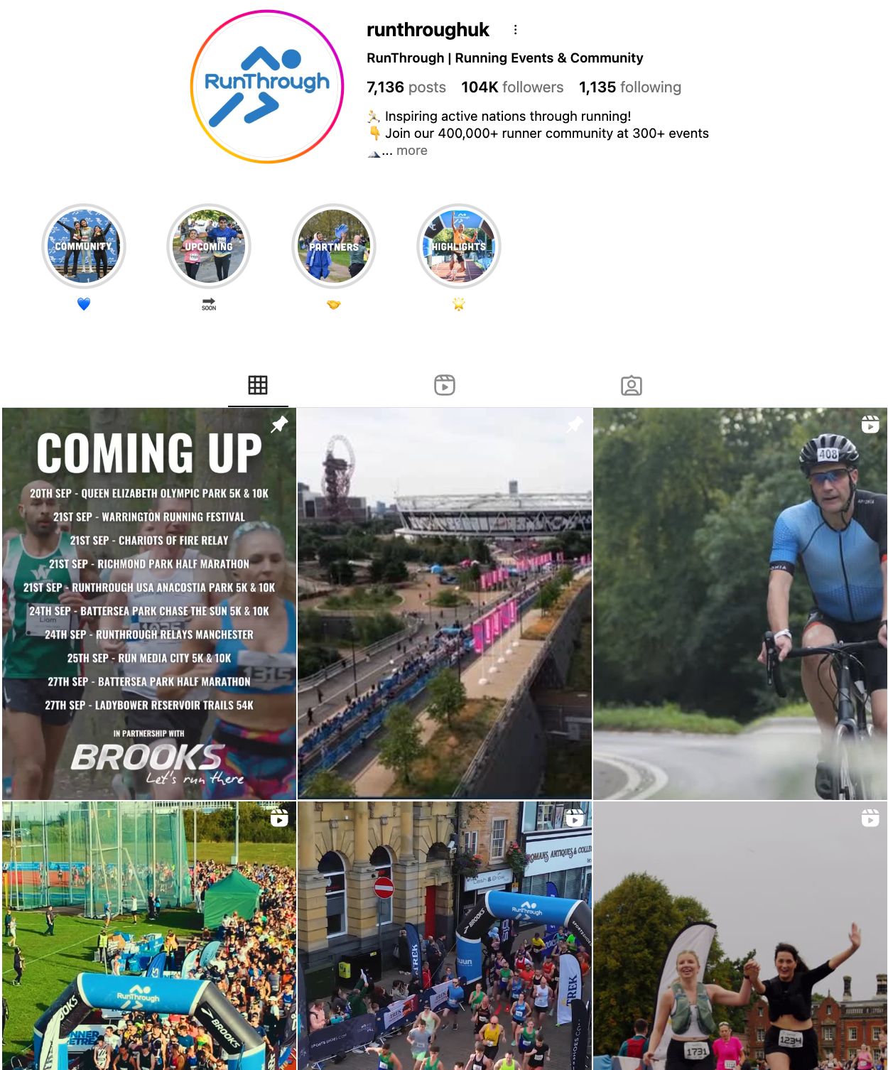RunThrough social media