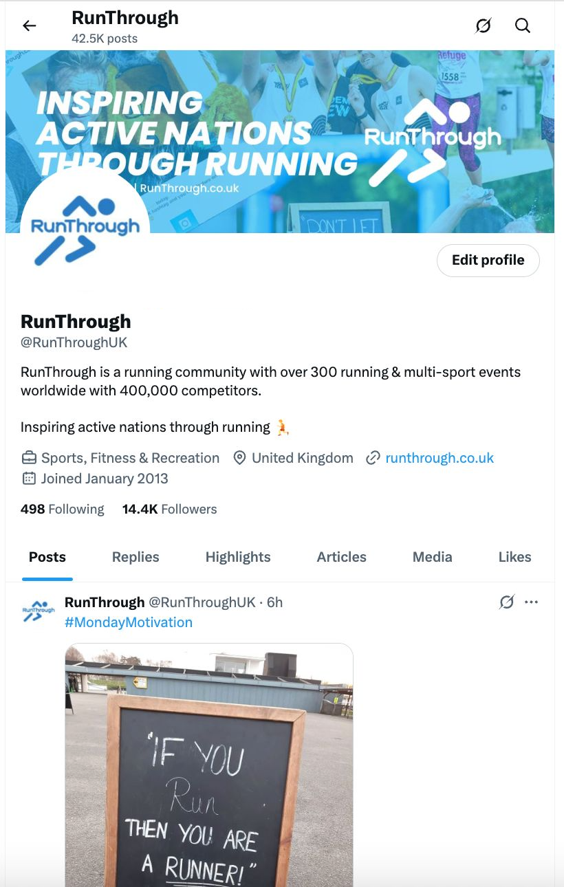 RunThrough social media