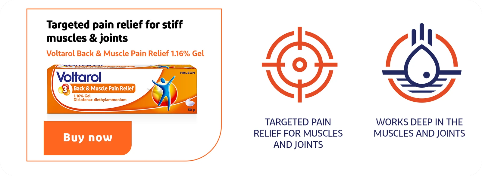 Voltarol Back & Muscle Pain Relief 1.16% Gel: targeted pain relief for muscles and joints. Buy now